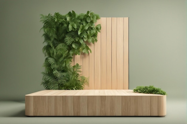 Leeg groen podium voor de tentoonstelling van cosmetische producten minimale presentatie van reclameproducten