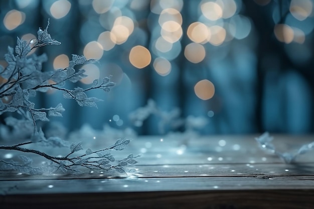 Leeg houten oppervlak in de wintertuin