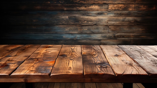 Leeg houten tafel en vaas op grunge achtergrond Mock up 3D Rendering