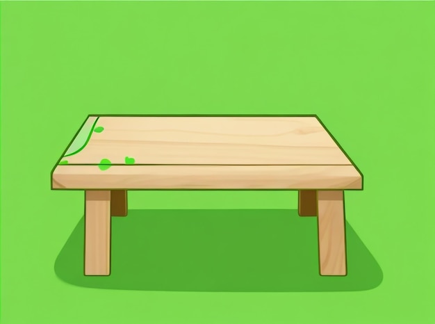 Foto leeg houten tafel met groene achtergrond