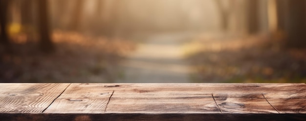 Leeg houten tafelblad met een onscherpe achtergrond Generatieve ai