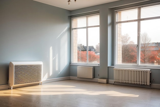 Leeg kamer met raam en radiator