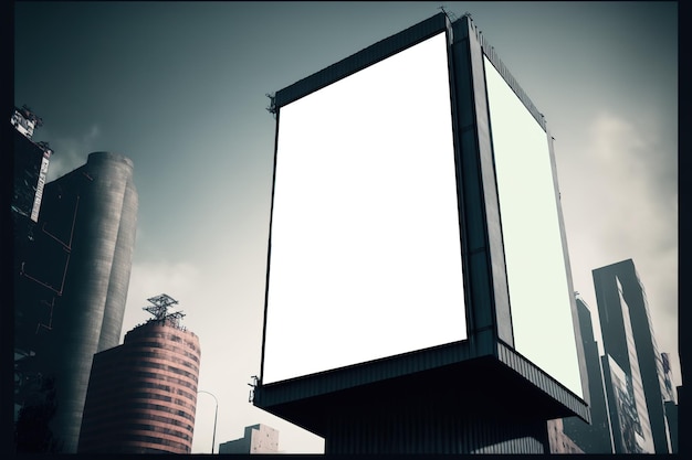 Leeg leeg reclamebord in een futuristische stad
