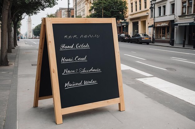 Foto leeg menu bord op straat.