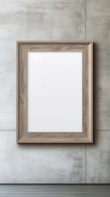 leeg minimalistisch grijs houten frame horizontaal omgedraaid met een witte mat op een witte achtergrond in isola