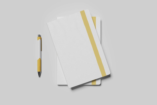 Leeg notitieboek en pen mockup