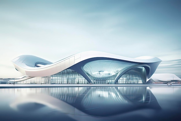 Leeg plein en moderne architectuur Terminal Design AI-technologie gegenereerde afbeelding