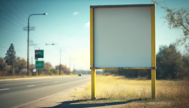 Leeg reclamebord in de stad heldere dag vervagen achtergrond Mockup