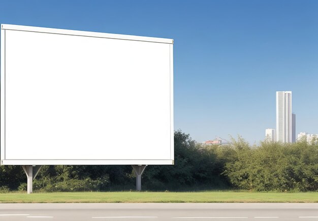 Foto leeg reclamebord in een groot vierkant formaat op helderblauwe lucht