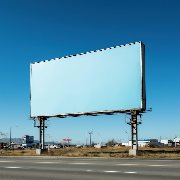 Leeg reclamebord op blauwe hemelachtergrond