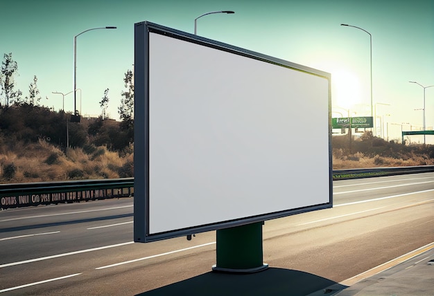 Leeg reclamebord op de weg rond met een stad