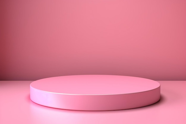 Leeg roze podium product display stand minimaal voetstuk op roze achtergrond d rendering