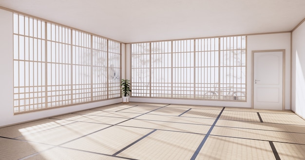 Leeg - Schone moderne kamer Japanse stijl. 3D-rendering