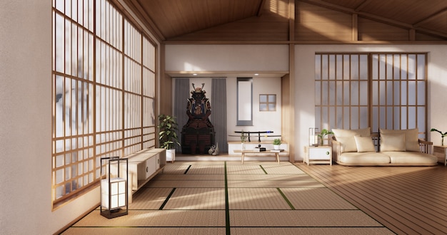 Leeg - Schone moderne kamer Japanse stijl. 3D-rendering