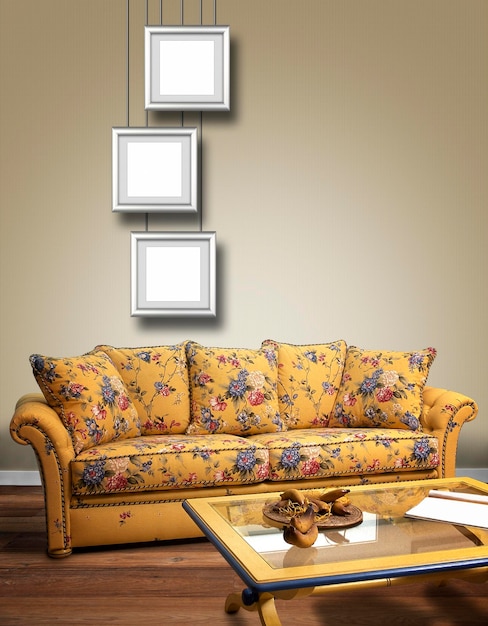 Leeg sofa thuis.