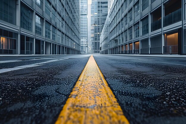 Leeg straat met gele lijn