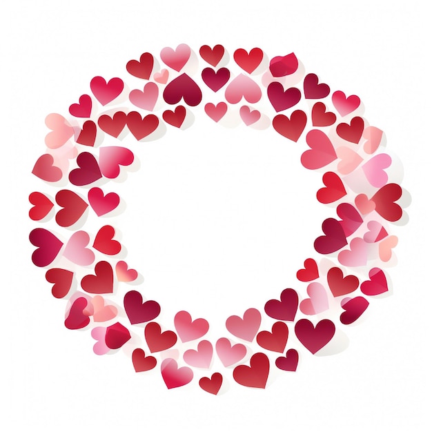 Leeg Valentines harten cirkel ontwerp element platte stijl op witte achtergrond