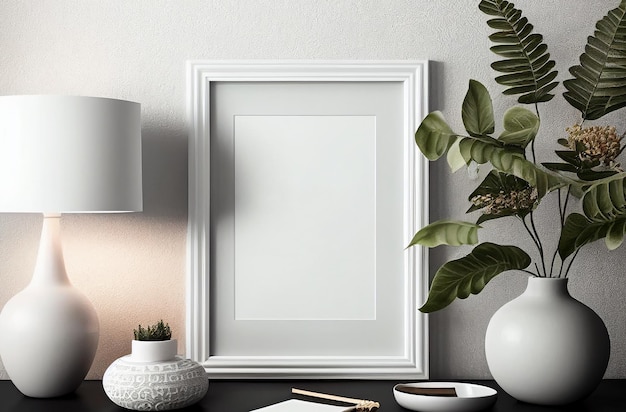 Leeg wit frame mock-up voor interieur scandinavische kamer minimale stijl woonkamer decoratie