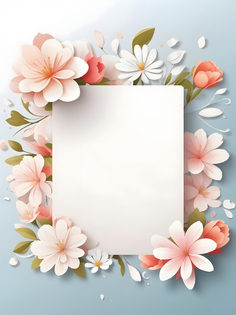 Leeg wit papier met bloemen framerand