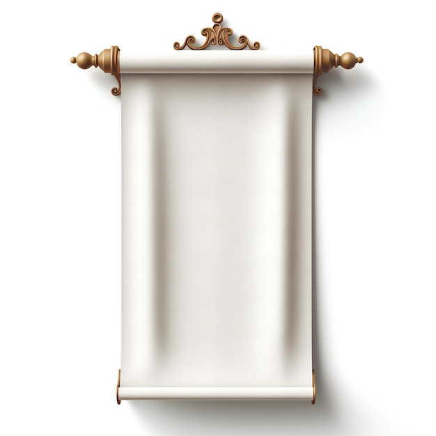 Leeg wit vintage perkament banner scroll op witte achtergrond