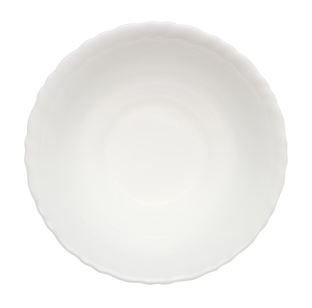 Leeg witte keramische soepplaat bovenaan