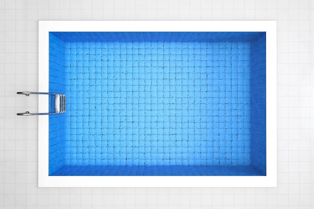 Leeg zwembad bovenaanzicht op een tegels achtergrond