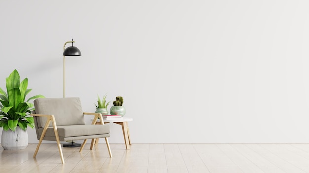Leegte stoelen en tafel tegen de muur thuis.