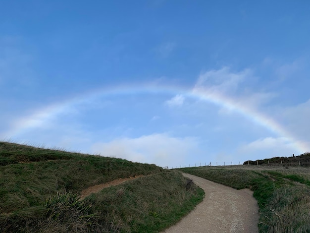 Foto leegte weg langs het landschap