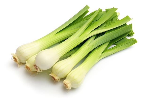 Leek pieces isolated on white background Package design element