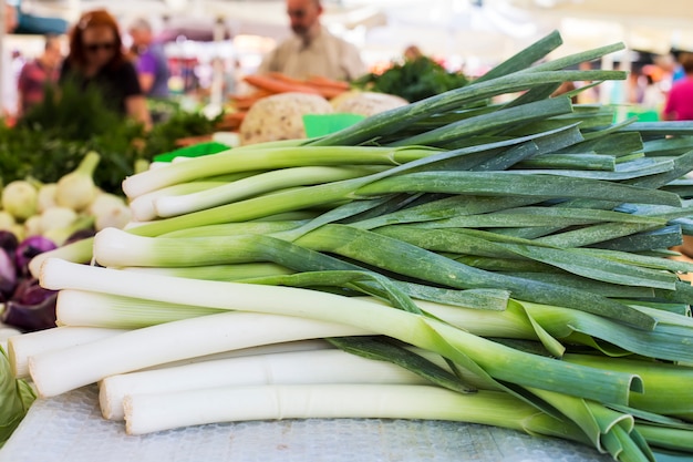 Leeks on market