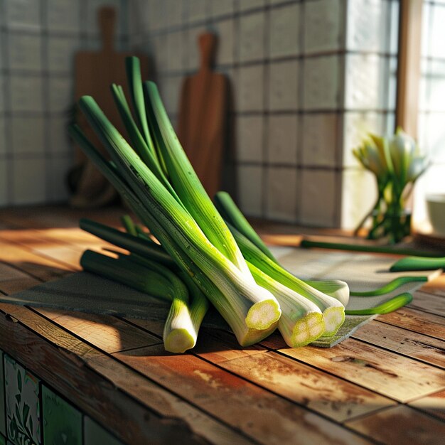 leeks in the modern kitchen table