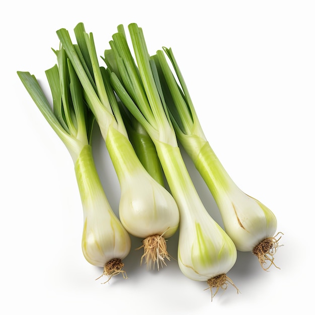 leeks on white background