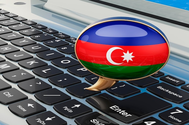 Leer Azerbeidzjaans online concept Tekstballon met Azerbeidzjaanse vlag 3D-rendering