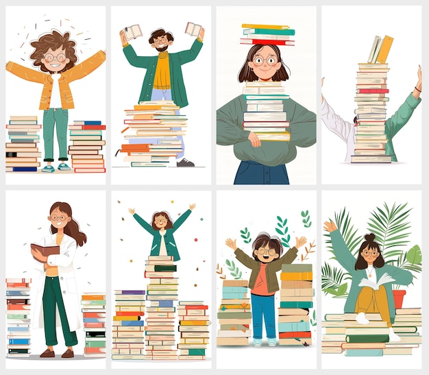 Leesboek sociale media achtergrondverhaal set gebruikt voor back-to-school reclame