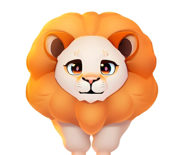 Leeuw Cartoon karakter Schattige kleine dieren illustratie op witte achtergrond AI