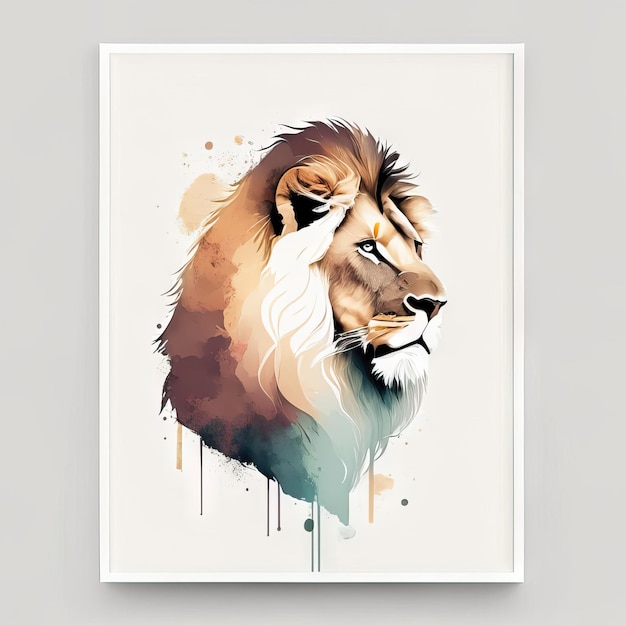 Leeuw in minimalistische afbeelding met zachte kleuren