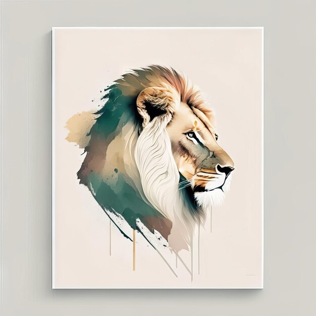 Leeuw in minimalistische afbeelding met zachte kleuren