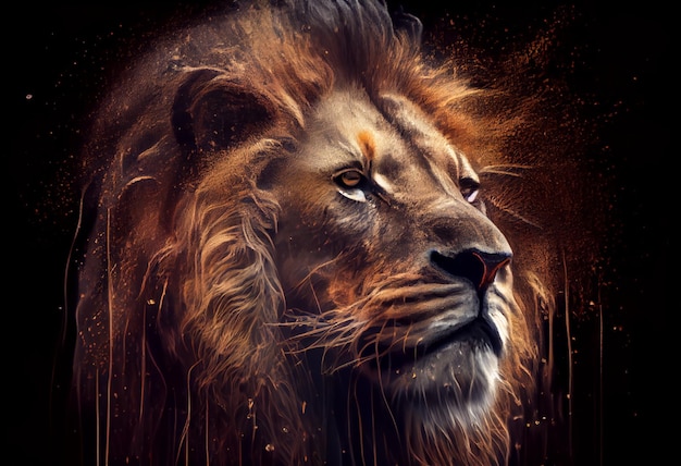 Leeuw tekenstijl Abstract schilderij behang Lion Face Poster behang t-shirt ontwerp