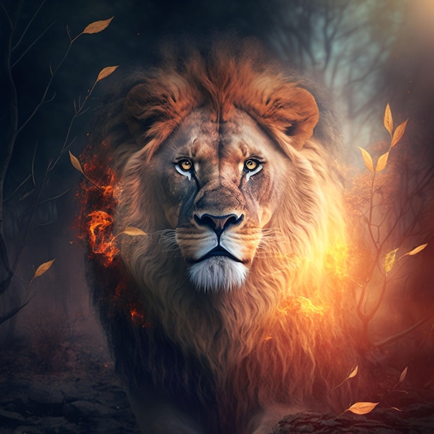 Leeuw vuur illustratie