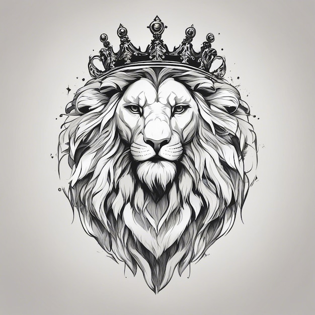 leeuwenhoofd met kroon elegant en nobel logo zwarte en witte sticker zegel