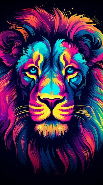 Leeuwenhoofd op een kleurrijke achtergrond
