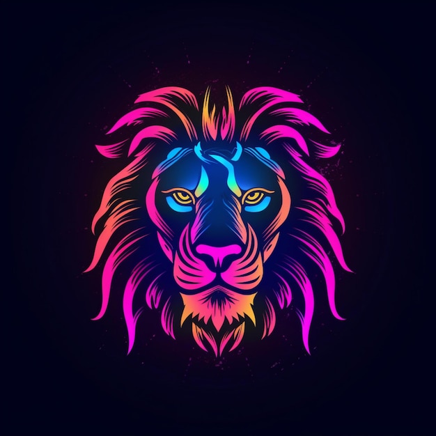 leeuwenkop-logo in neonstijl