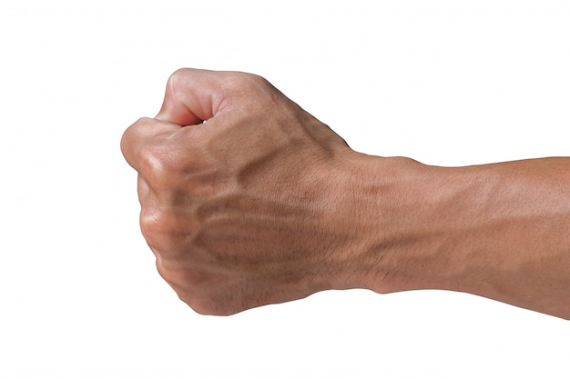 Left fist on white background