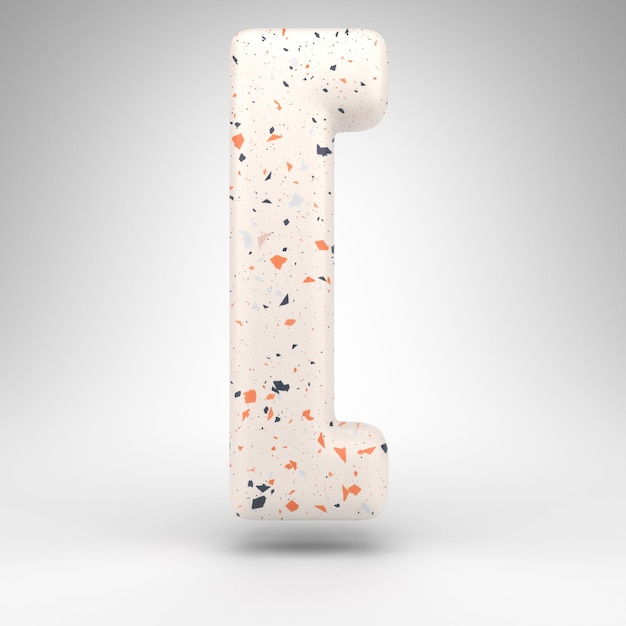 Left square bracket symbol on white background. 3D rendered sign with terrazzo pattern texture.