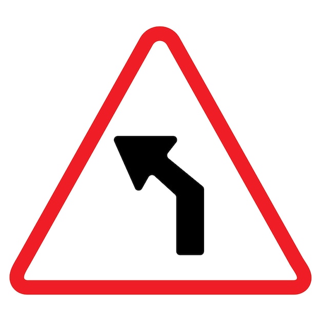 left turn curve warning sign red triangle black arrow traffic symbol