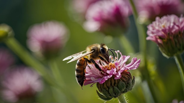 Leg de wederkerigheid tussen een bij en een bloeiende bloem uit.