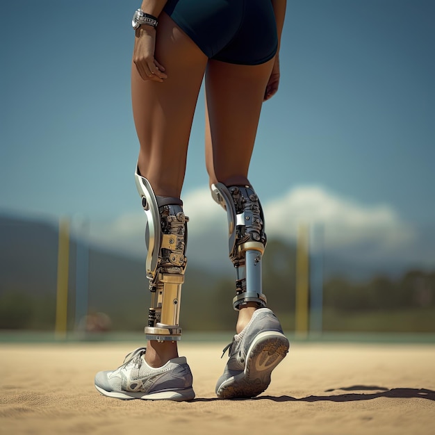 사진 다리 의식 (leg prosthesis) 은 다리 건강 관리 개념과 같은 인공 신체 부위입니다.