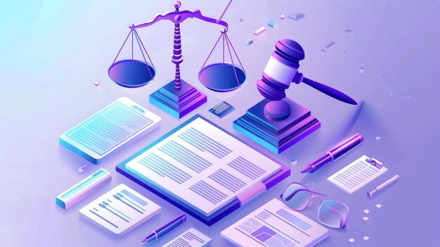 Photo legal advice isometric landing page with online lawyer assistance scales phone and documents advocate attorney service 3d modern line art banner with scales phone and documents