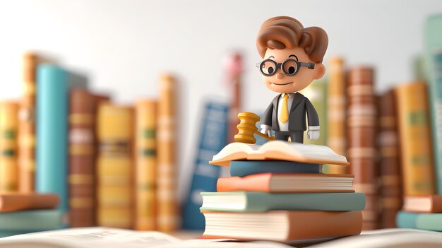 Photo legal advisor provides 3d cute cartoon icons for startup regulation navigation and compliance protec