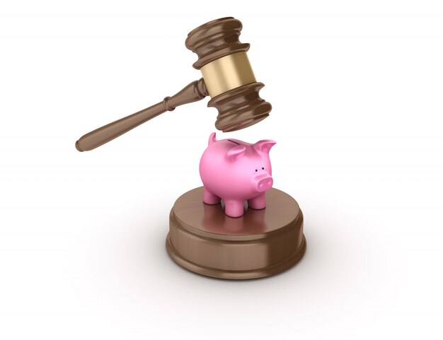 Legal Gavel with Piggy Bank